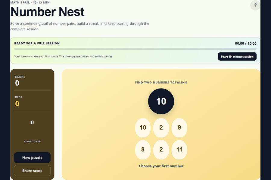 Number Nest gameplay